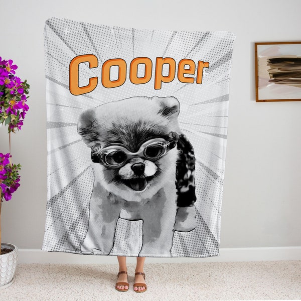 Custom Photo Blanket with PopArt, Personalized Fleece/Minky/Sherpa Blanket, Pet Lover Blanket, Gift for Pet, Gift for Her, Gift for Him