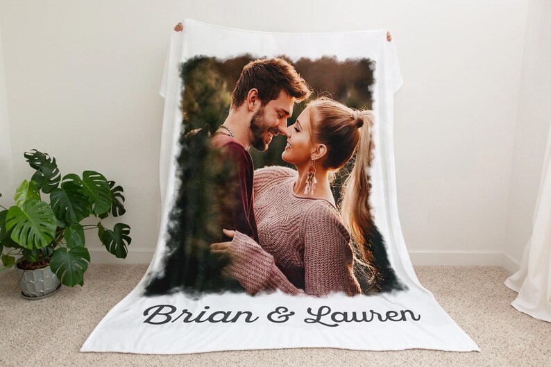 Custom Couple Blanket W/ Photo, Personalized Fleece/minky/sherpa