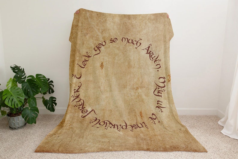 Your Text LOTR Blanket, Elvish Tengwar Script, Throw Fleece/minky