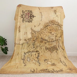 The Lord Of the Rings The Hobbit Map Middle-Earth Fleece Blanket 70x80