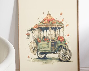 南アジアのカートデジタルペインティング、ウォールアート、インドアート、パキスタンプリント