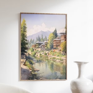 Kashmir Watercolor Art, Desi Art, Digital Wall Art, Pakistan, India