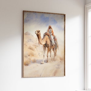 Pakistani Woman on a Camel, Thar Desert, South Asian Art, Desi Art, Digital Printable Art