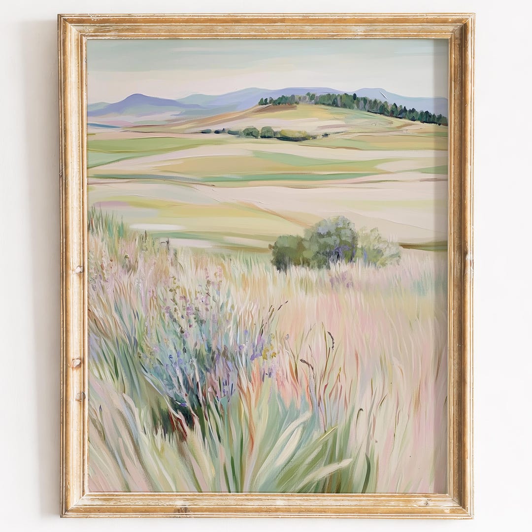 Pastoral Countryside Printable Wall Art, Tranquil Cottagecore Landscape ...