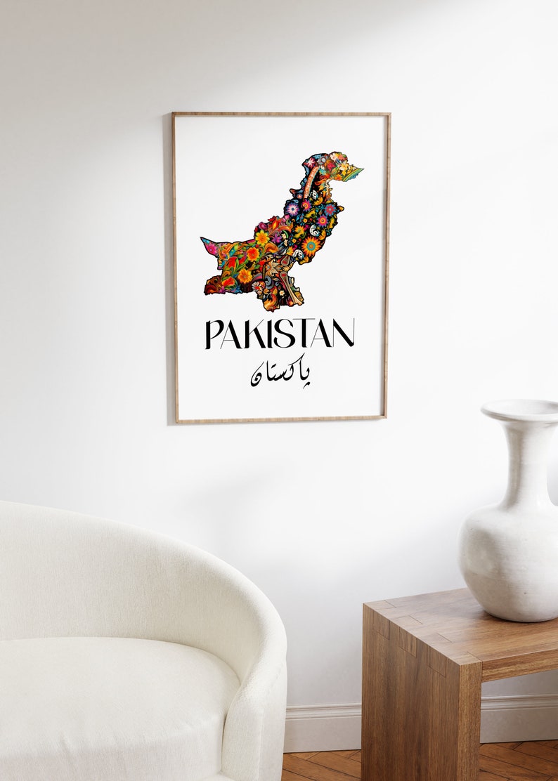 Pakistani Map With Truck Art Pattern, Desi Art, Wall Printable - Etsy