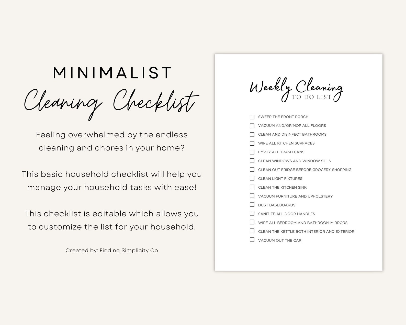 Editable Cleaning Checklist - Etsy Canada