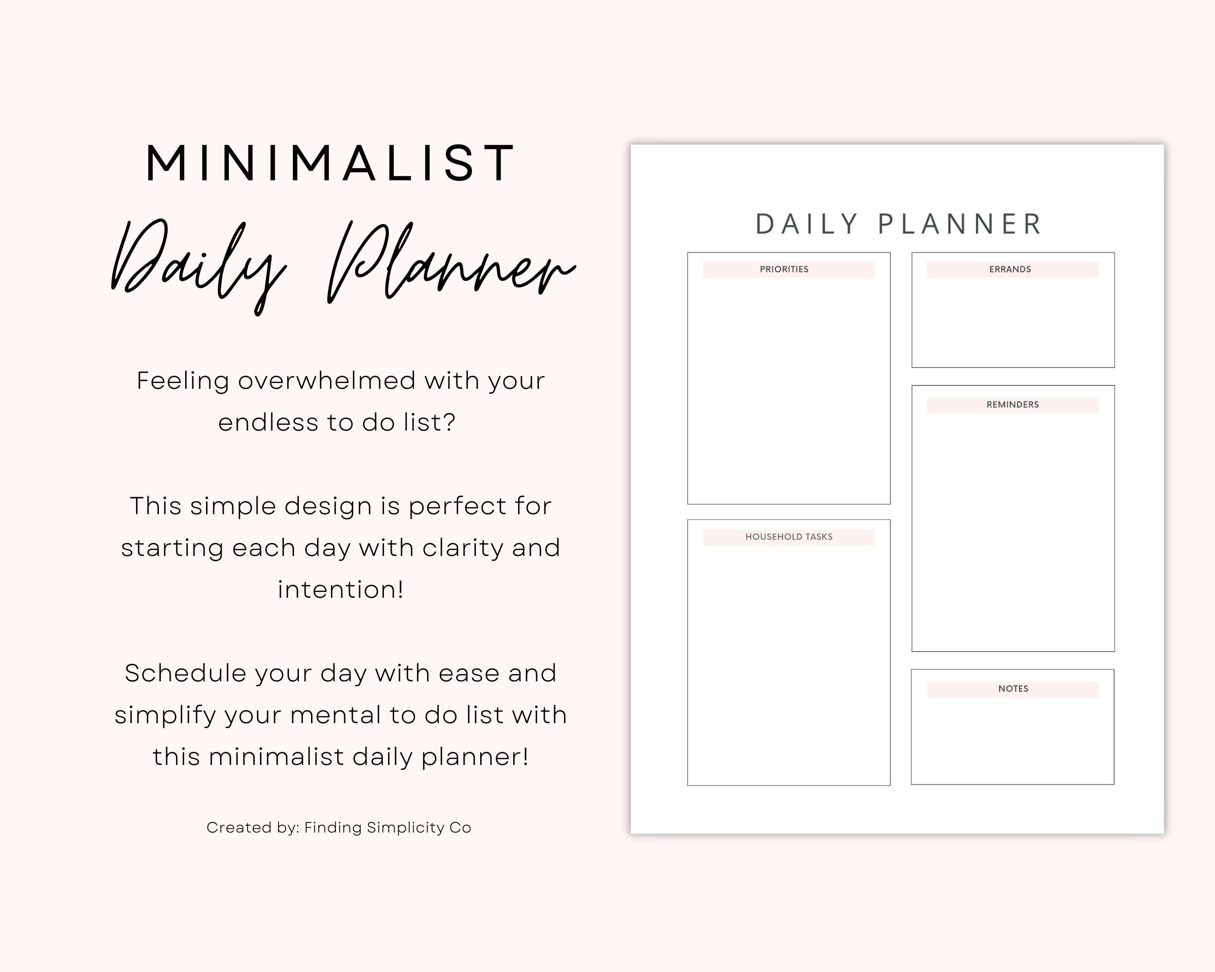 Digital Planner, Daily Planner, Printable Planner, Minimalist Planner ...