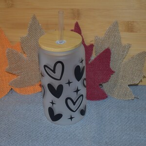 Frosted Libby Glass/Bamboo Lid with Vinyl Design