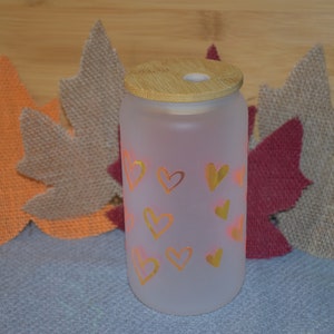 Frosted Libby Glass/Bamboo Lid with Vinyl Design