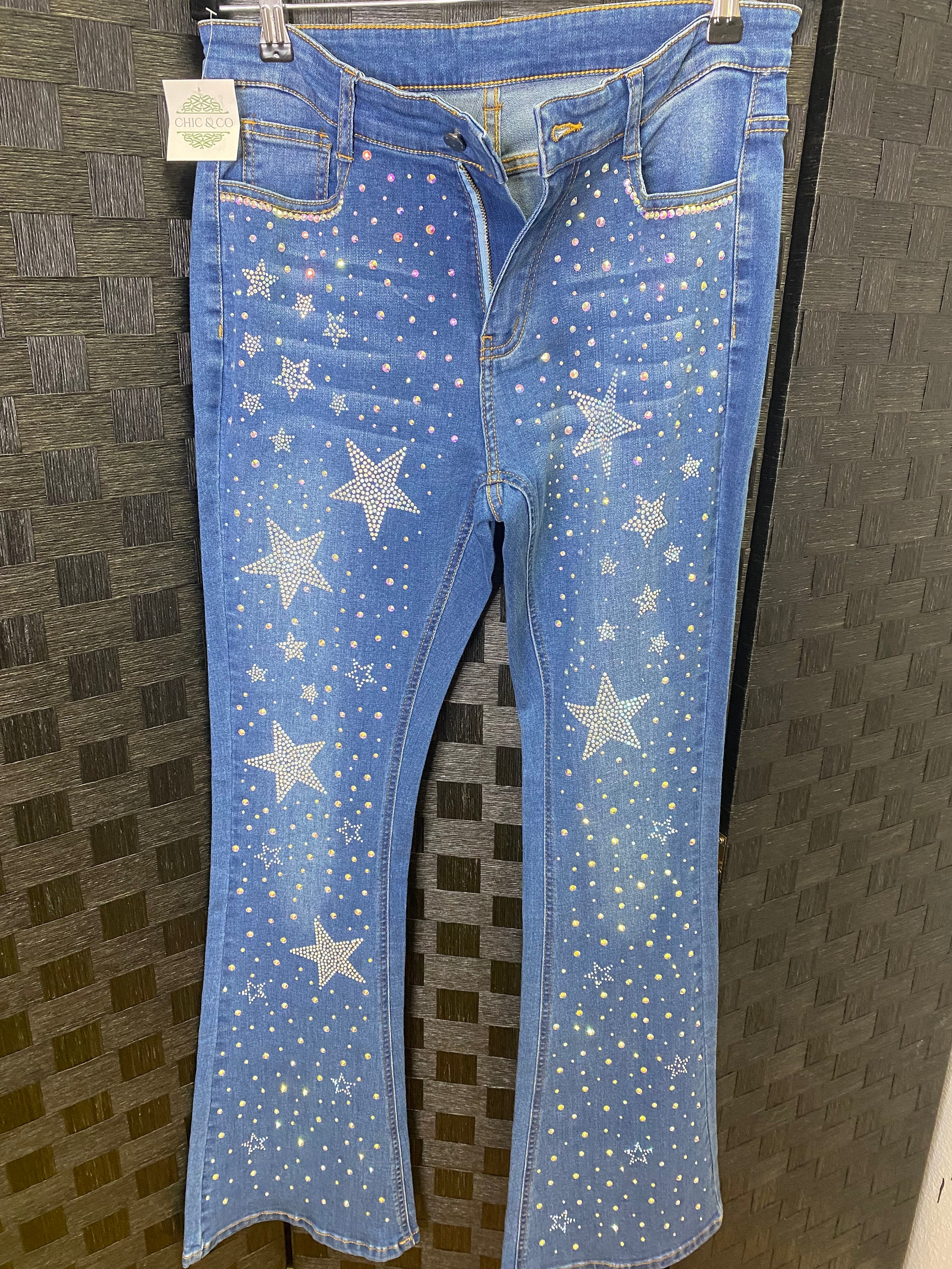 Studded Flared Jeans - Etsy