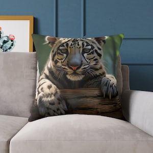Clouded Leopard on a Spun Polyester Pillow