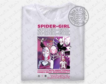 Design de camiseta de garota-aranha, design de camiseta estilo história em quadrinhos, design de super-herói, aranha fantasma png, design de super-heroína mulher, garota-aranha png
