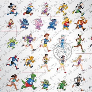 Spring Disney-paket Svg, springande Disney-figurer Png, Spring Disney 2026 Png, Musse Pigg och vänner löpare, löparpresent Svg