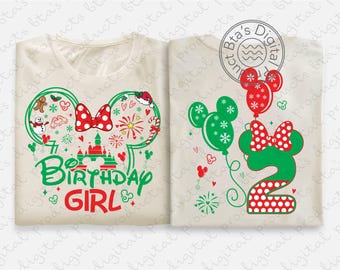 Design de chemise anniversaire Noël Noël Disney, anniversaire SVG, anniversaire Disney PNG, anniversaire fille Disney SVG, anniversaire fille chemise Png