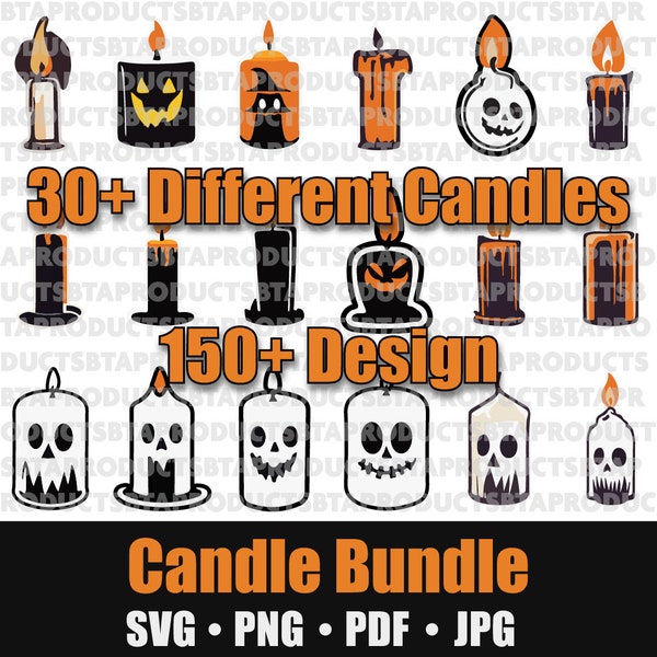 Candle SVG Bundle, Halloween Candle Bundle, Candle PNG Bundle, Candle PDF Bundle , Halloween Decor / Instant download /halloween decoration