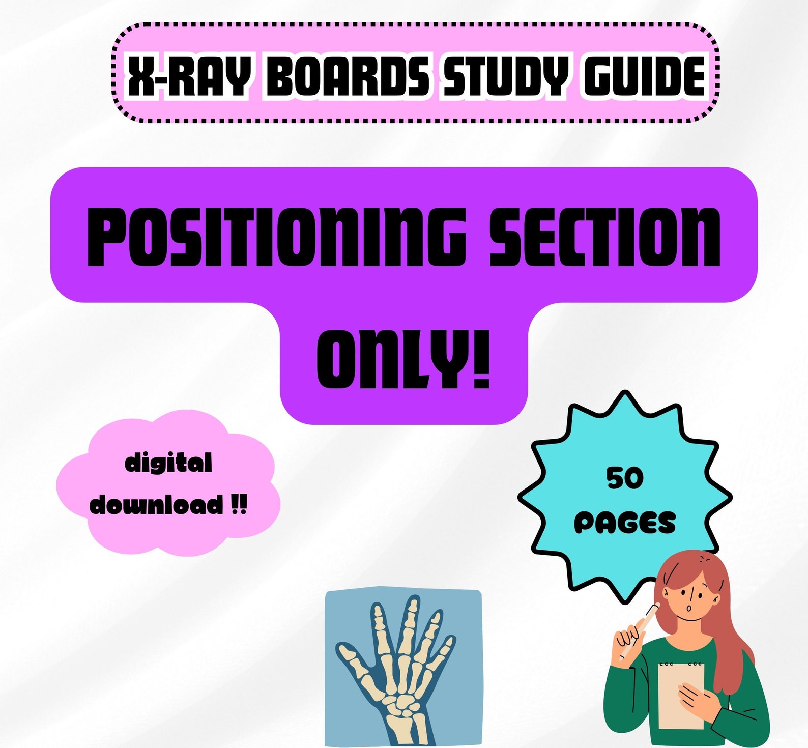 Positioning Rad Tech X-ray Radiography POSITIONING Boards Exam Study Guide| Digital Download ...