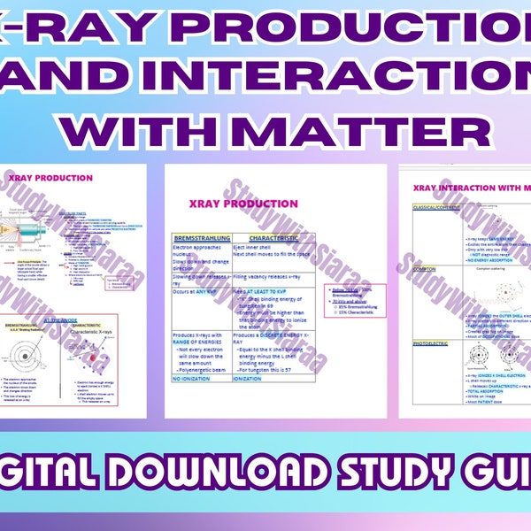 Studienhandbuch zur Röntgenproduktion und Interaktion mit Materie, Digital Download Rad Tech Review Guide, X-ray School Notes, ARRT-Studienhandbuch