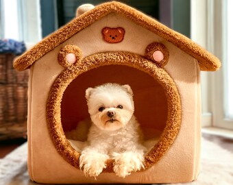 Cozy Pet House for Dogs & Cats - Warm Soft Puppy Cave - Cat Bed - Washable Dog Bed - Handmade Kitten Lover Gift - Handmade Pet Lover Gift