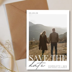Modern Save the Date Template, Photo Save the Date, Editable Save Our Date, Minimalist Save The Date Card, Canva Editable, Instant Download