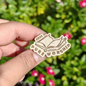 Engraved Wooden Bible Pin | "Pure Worship" Convention Theme