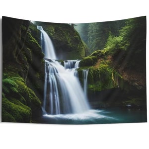 Enchanting Waterfall Tapestry: Serene Nature Escape for Your Home Indoor Wall Tapestries