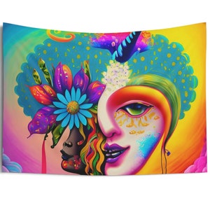 Whimsical Fusion: Vibrant Wonder and Empowering Spirit Indoor Wall Tapestries