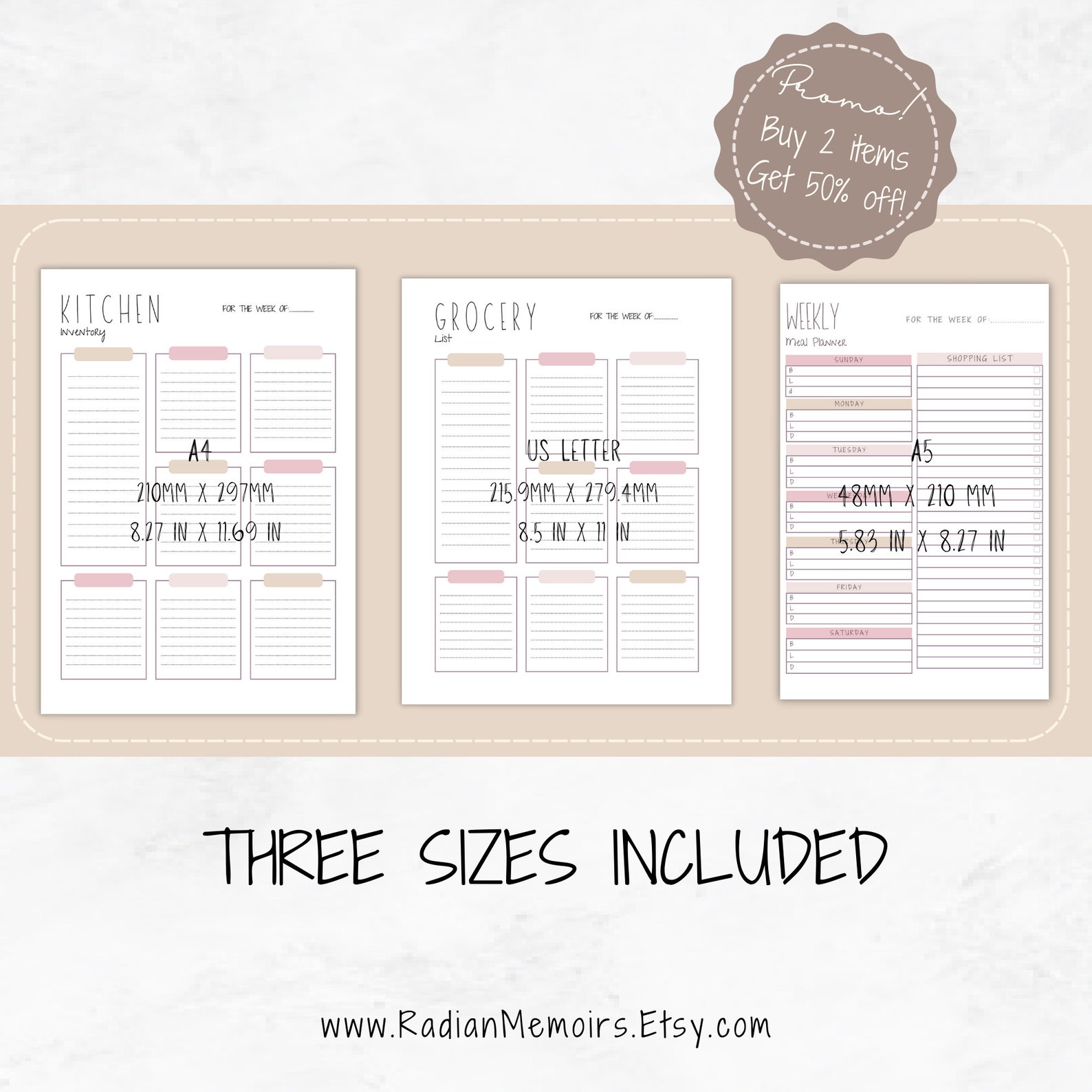 Printable Meal Planner & Shopping List Bundle Streamline - Etsy
