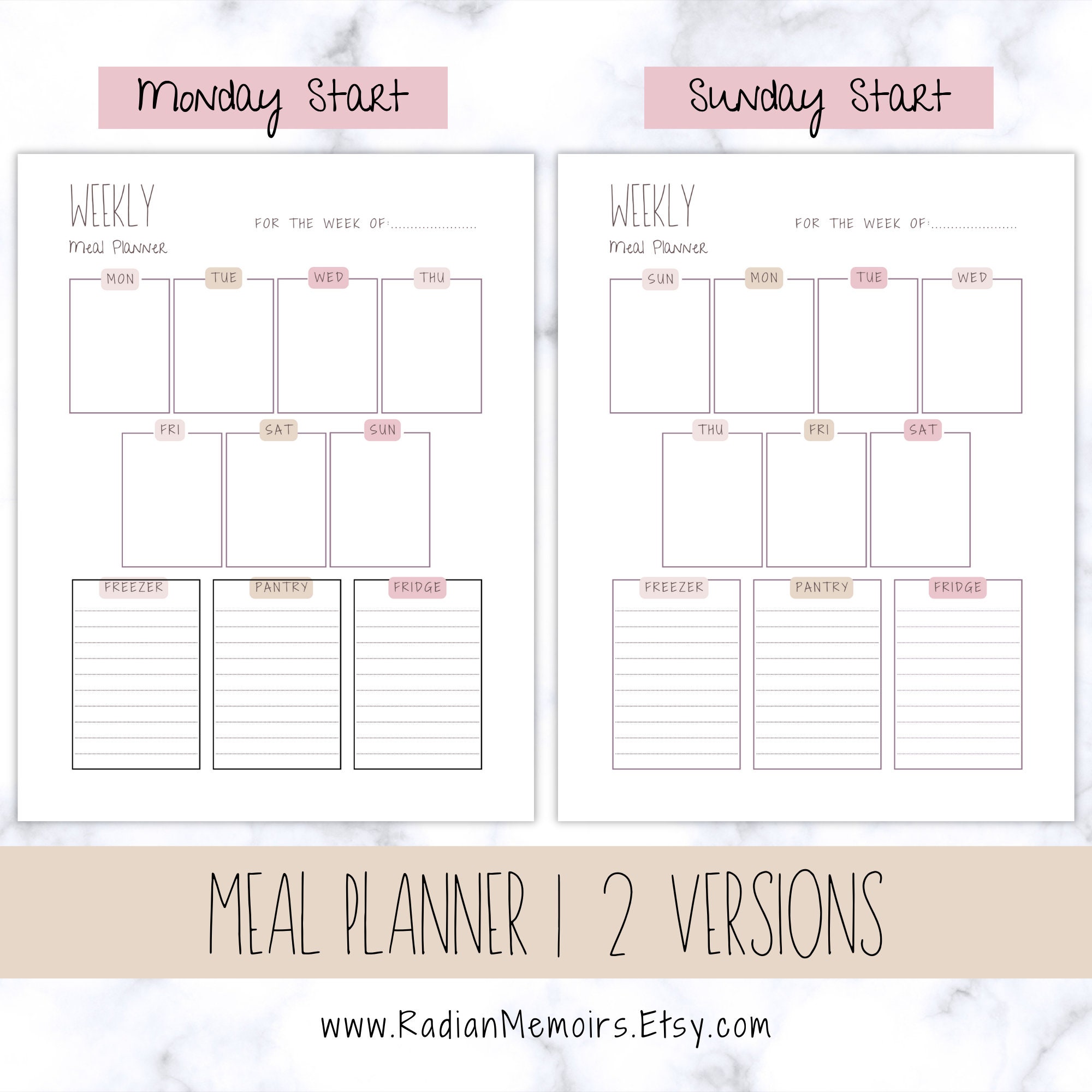 Printable Meal Planner & Shopping List Bundle Streamline - Etsy