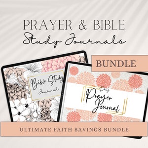 Prayer & Bible Study Journal Bundle Devotional Journal Bible Study Guide Scripture Journal Prayer Journal Bible Study Template