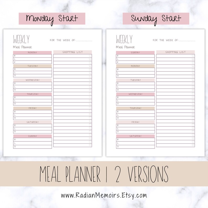 Printable Meal Planner &amp; Shopping List Bundle - Streamline Your Dinner Menu and Meal Prep - Etsy