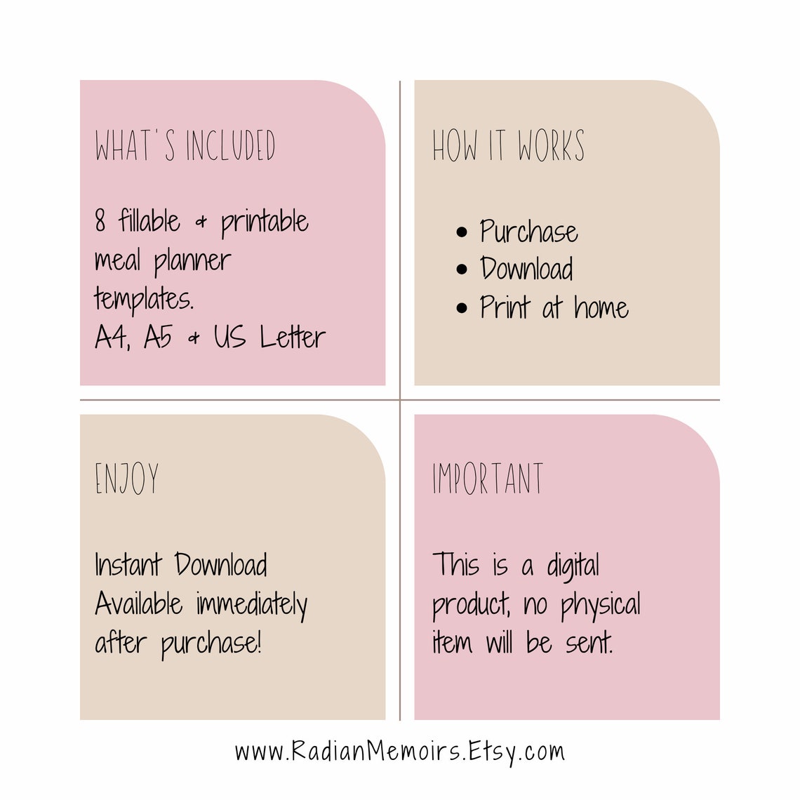 Printable Meal Planner & Shopping List Bundle Streamline - Etsy