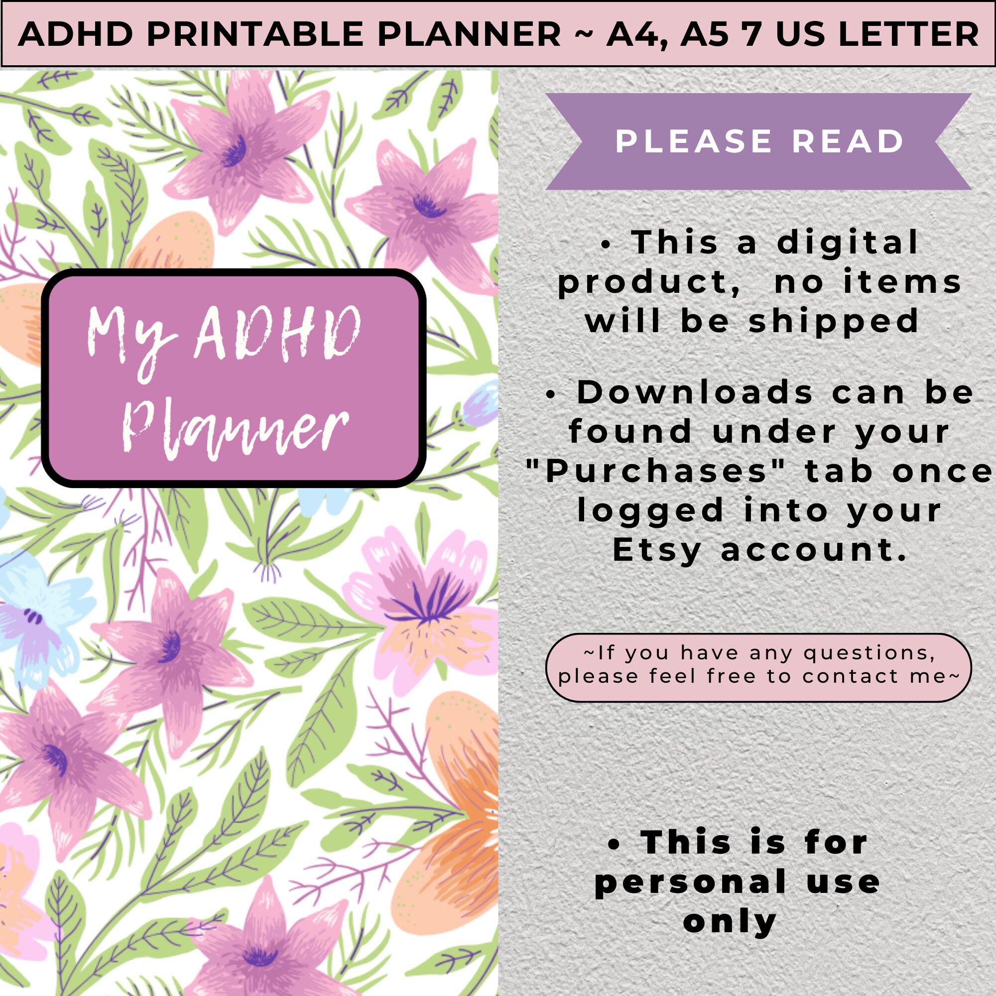 ADHD Planner Printable, Adhd Planner Adult, Planner Printable, Adhd