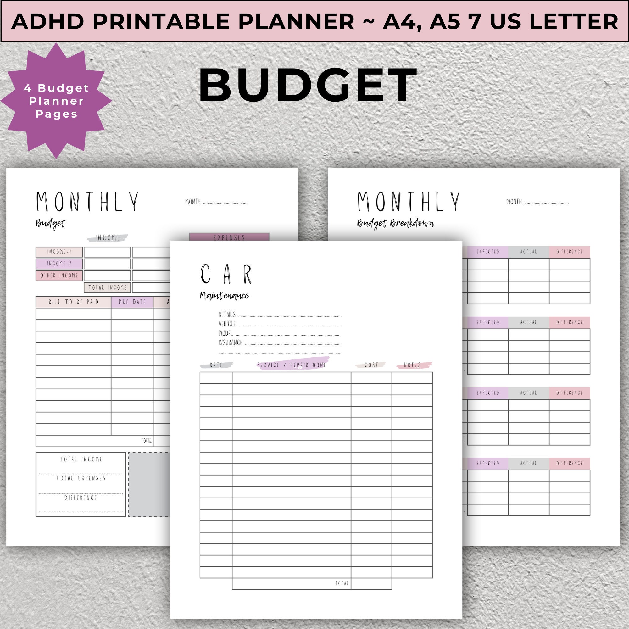 ADHD Planner Printable, Adhd Planner Adult, Planner Printable, Adhd