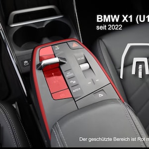 Lámina protectora para la consola central del BMW X1 U11 (a partir de 2022) contra arañazos (brillante/mate).