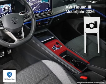 Pellicola protettiva antigraffio per console centrale della VW Tiguan 3 dal 2025 in poi (lucida/opaca)
