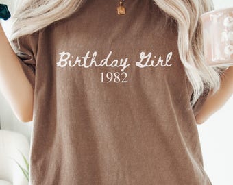 Comfort Colors® Birthday Girl Shirt 1982, Custom Year Birthday Tee, Vintage Birthday Shirt Women, Birthday Gift For Her Party Outfit