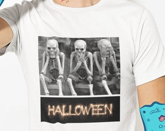 Skeleton Halloween Shirt, Creepy Fall Skeleton Shirt, Funny Autumn Sweatshirt, Halloween Party Tee, Seasonal Gift For Women Men