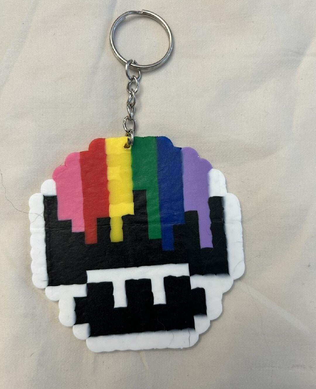 Perler Bead Rainbow Melting Mushroom Keychain. Etsy