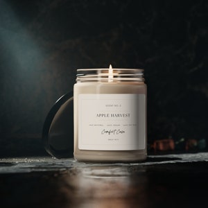 Vela perfumada de cosecha de manzana de 9 oz, vela vegana 100% de cera de soja, aroma dulce y picante, fragancia casera, vela de invierno, velas de aromaterapia