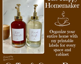 KAFFEE & KAKAO BAR | Minimalist Home Organizer Labels | Anpassbare Aufbewahrungsmöglichkeiten