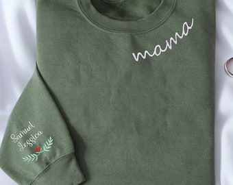 Custom Mama Embroidered Sweatshirt  Personalized Mom Gift Mother's Day Present Custom Mama Crewneck With Kids Names