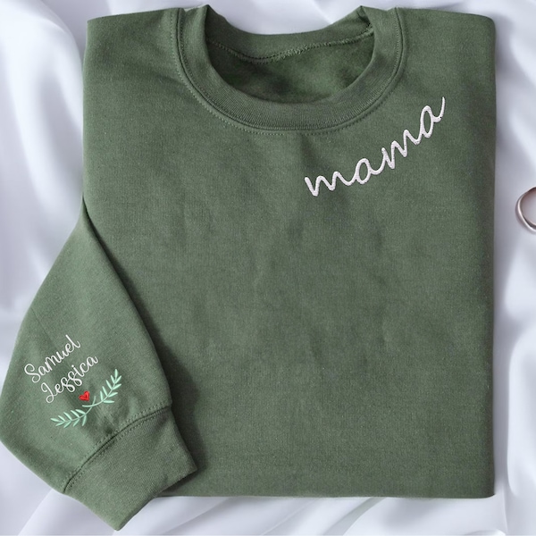 Custom Mama Embroidered Sweatshirt  Personalized Mom Gift Mother's Day Present Custom Mama Crewneck With Kids Names