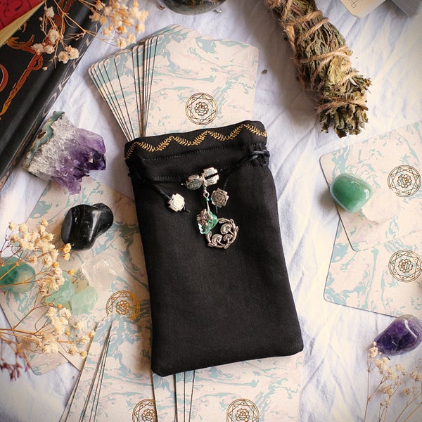 Tarot Card Bag Black S // Oracle Bag Pendulum Storage