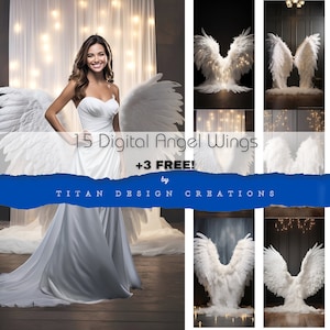 15 (Plus 3 FREE!) Digital Backdrops, White Angel Wings, Maternity/ Wedding Photoshoot, Digital Backgrounds, Social Media Texture, Insta 9:16