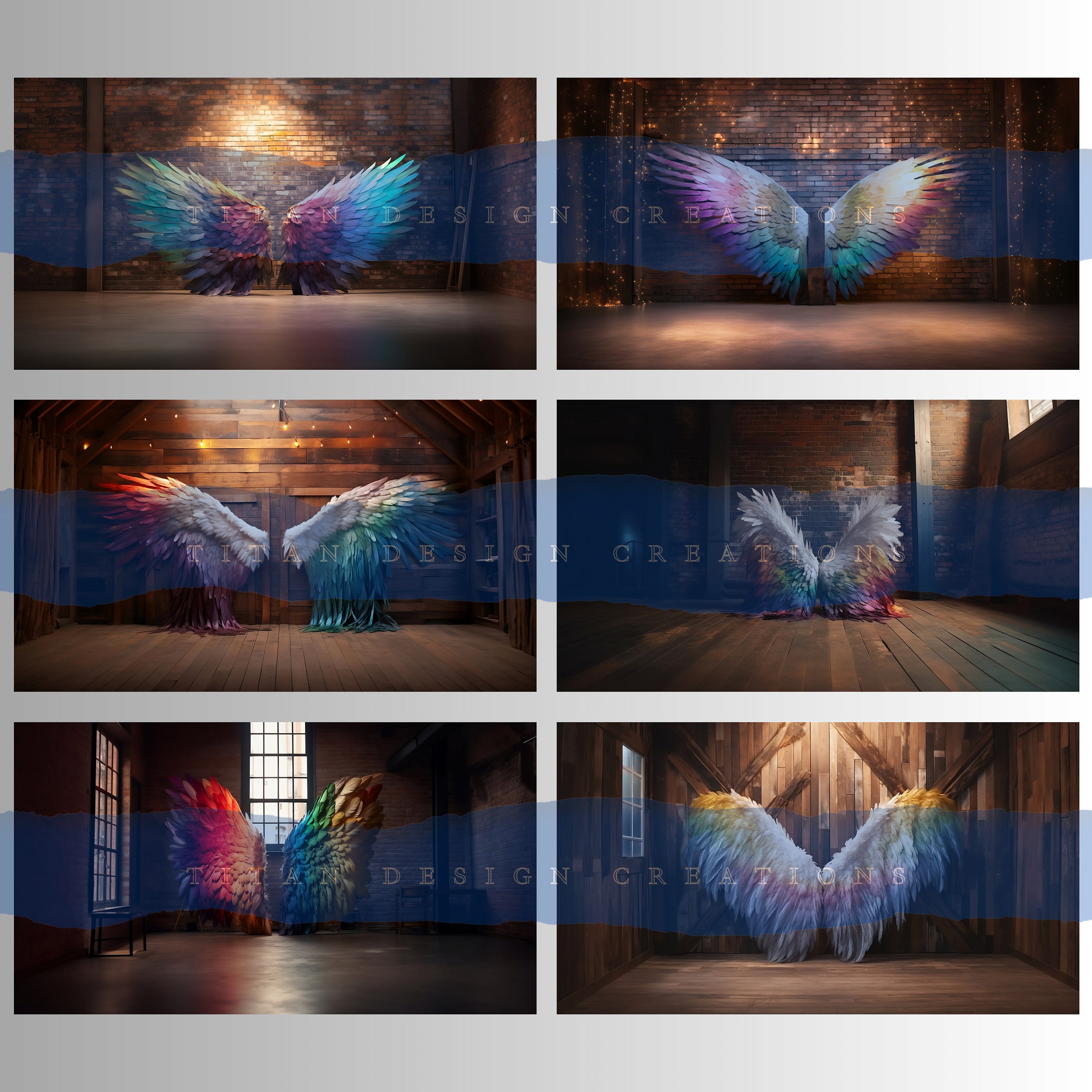 10 (plus 2 FREE!) Digital Backdrops, Rainbow Angel Wings, LGBTQ ...