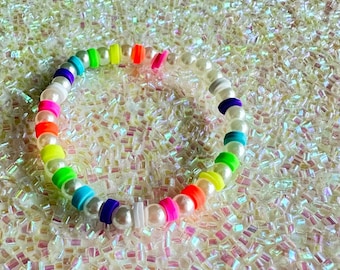 Rainbow Bubble Clay Bead Bracelets