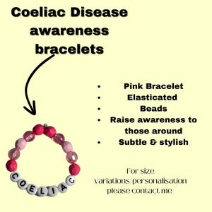 Coeliac Disease Awareness Bracelet - Children size- Elastic Beaded Bracelet- Gift Ideas- Beads