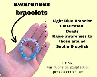 Coeliac Disease Awareness Bracelet - Children size- Elastic Beaded Bracelet- Gift Ideas- Beads