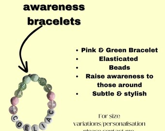 Coeliac Disease Awareness Bracelet - Children size- Elastic Beaded Bracelet- Gift Ideas- Beads