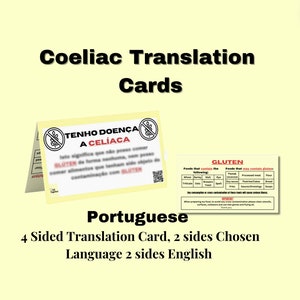 PORTUGESE coeliakie reisvertaalkaart, kaart voedselallergie, medische waarschuwingskaart voor reizen, dieetbeperkingen, glutenvrij